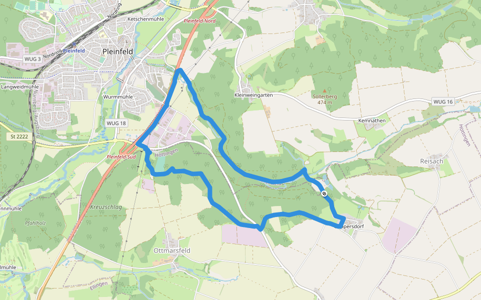 Pleinfeld 77 walking route map in Höttingen