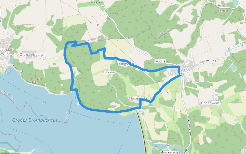 Pleinfeld 85 walking route map in Pleinfeld