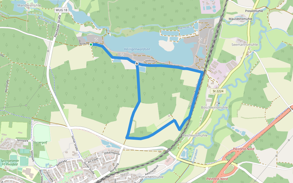 Sandbockel Weg walking route map in Pleinfeld