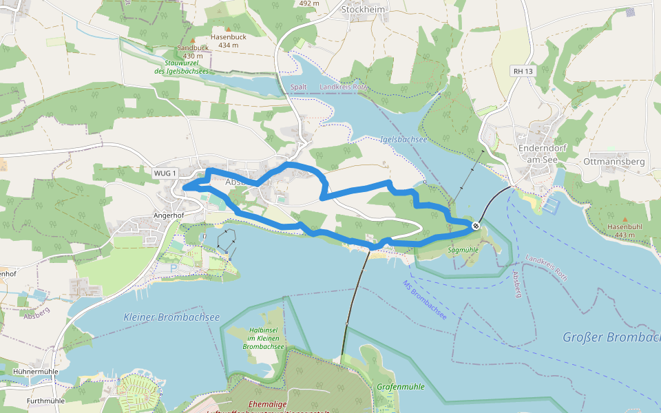 Absberg 36 walking route map in Spalt