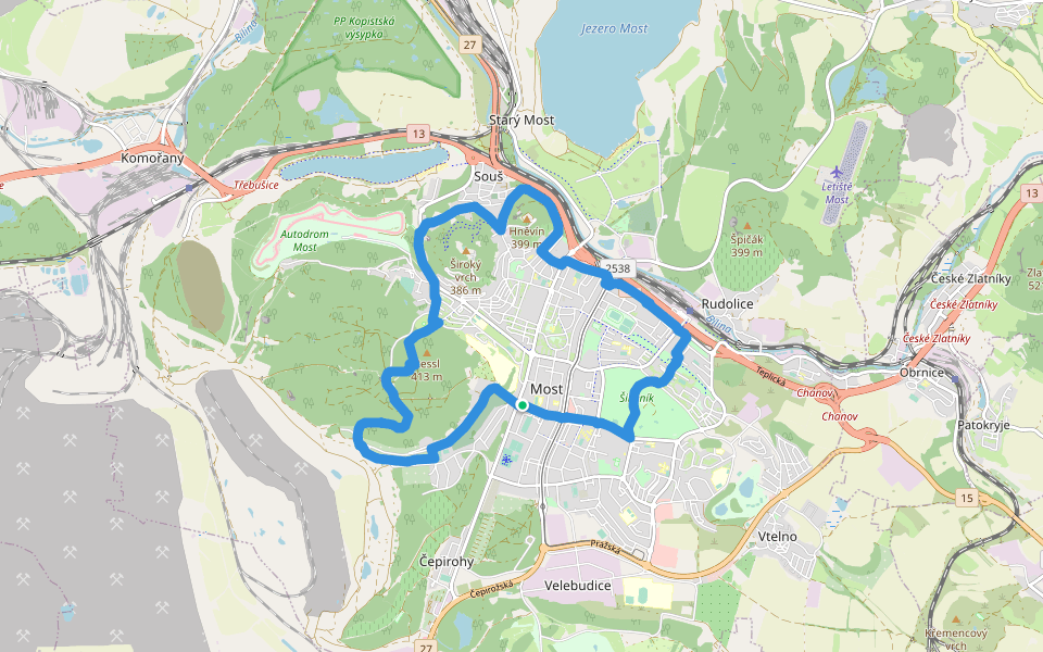 Mostecký okruh walking route map in Most