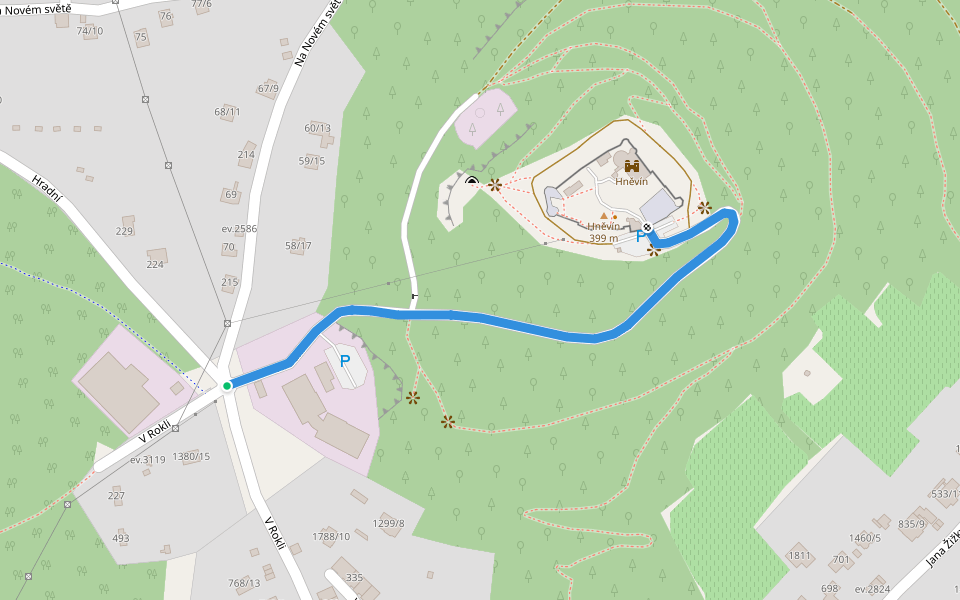 [Č] Odbočka na Hněvín walking route map in Most