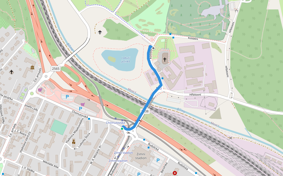 [Č] odb. k Děkanskému chrámu walking route map in Most