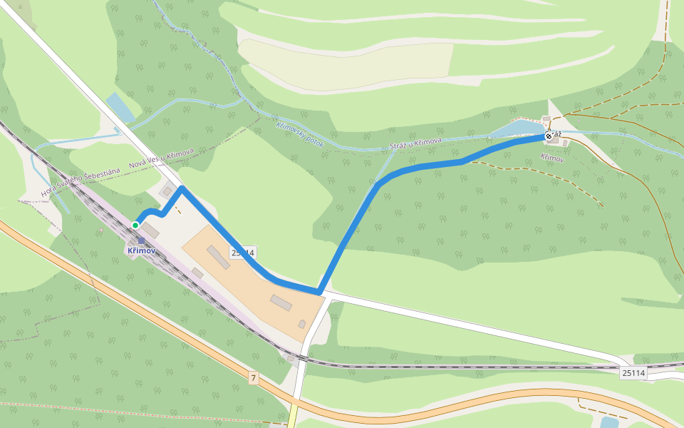 [Z] Křimov (žst.) - Stráž (háj.) walking route map in Křimov