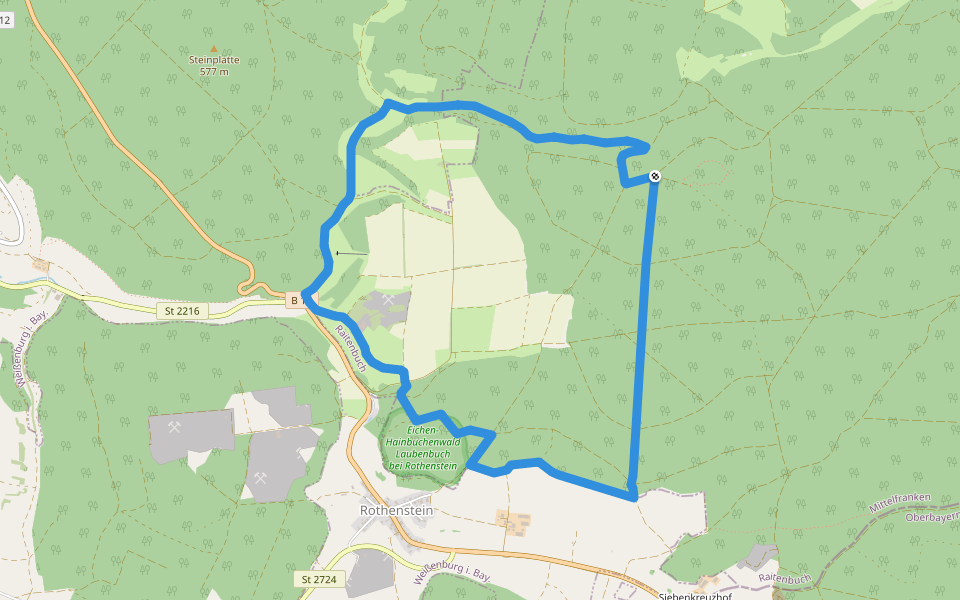 Raitenbuch Kuchentalweg walking route map in Raitenbuch