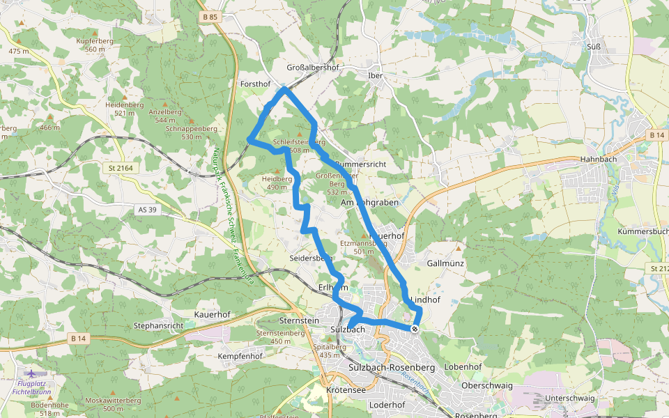 Sulzbach-Rosenberg 1 walking route map in Sulzbach-Rosenberg
