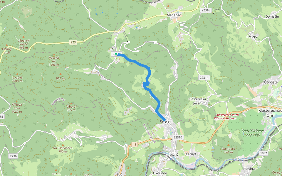 [Ž] Perštejn - Mýtinka walking route map in Měděnec