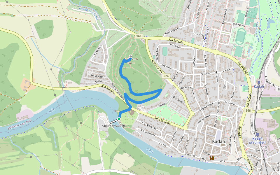 [Ž] Kadaň údolní nádrž - Svatý vrch walking route map in Kadaň
