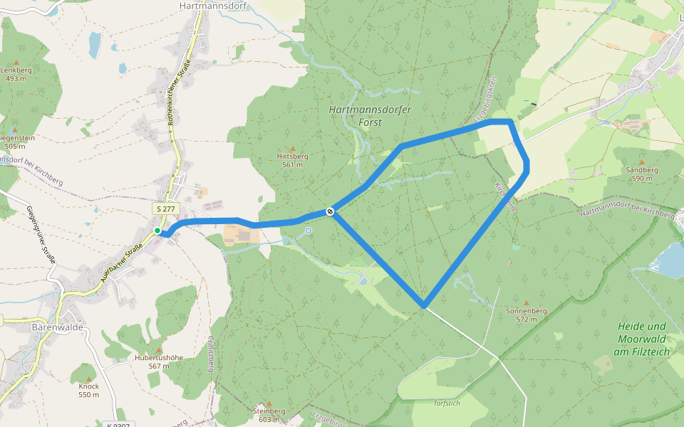 Ww Waldschänke Lindenau - Hartmannsdorf walking route map in Crinitzberg