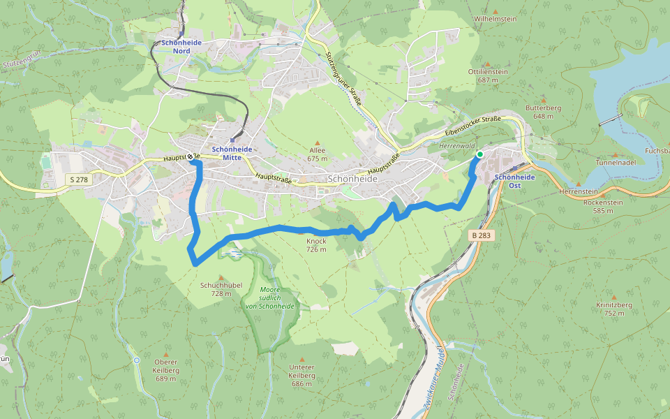 Ww Schönheide Süd - Schönheide West walking route map in Schönheide