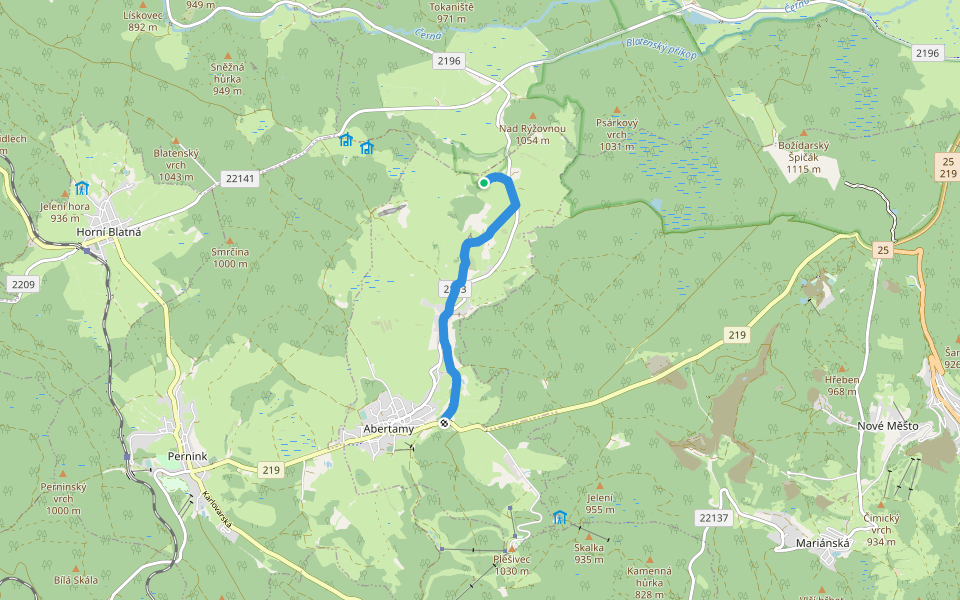 NS Hřebečná walking route map in Boží Dar