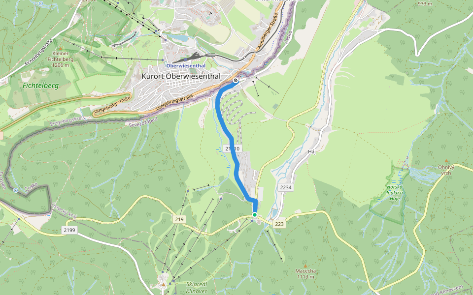 [Ž] Nástup - Loučná (CZ/D) walking route map in Loučná pod Klínovcem