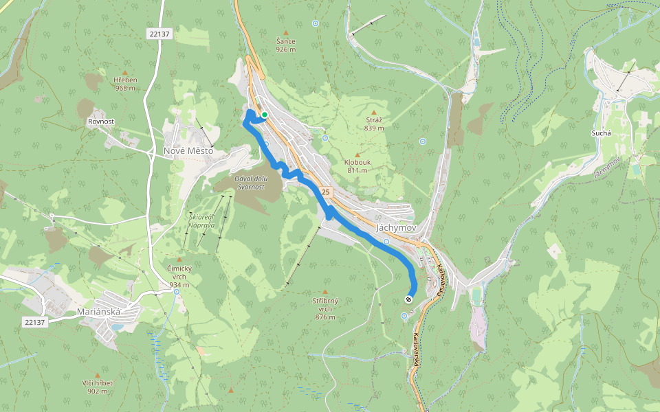 naučná stezka O radonu walking route map in Jáchymov