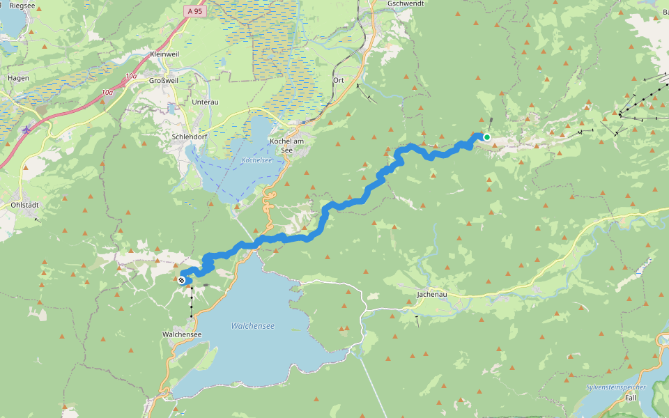 Via Alpina Purple A57 walking route map in Benediktbeuern