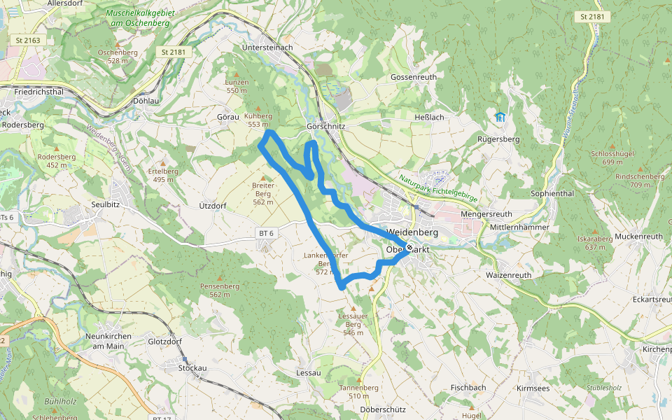 Weidenberg Rundwanderweg Nr. 2 walking route map in Weidenberg