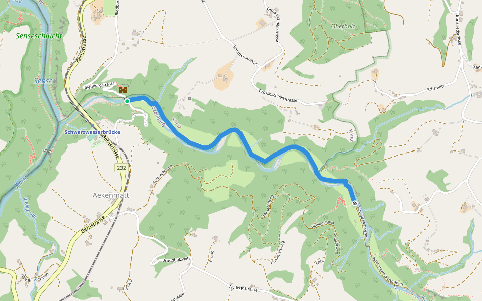 Alte Scharzwasserbrücke - Schwarzwassergraben walking route map in Schwarzenburg