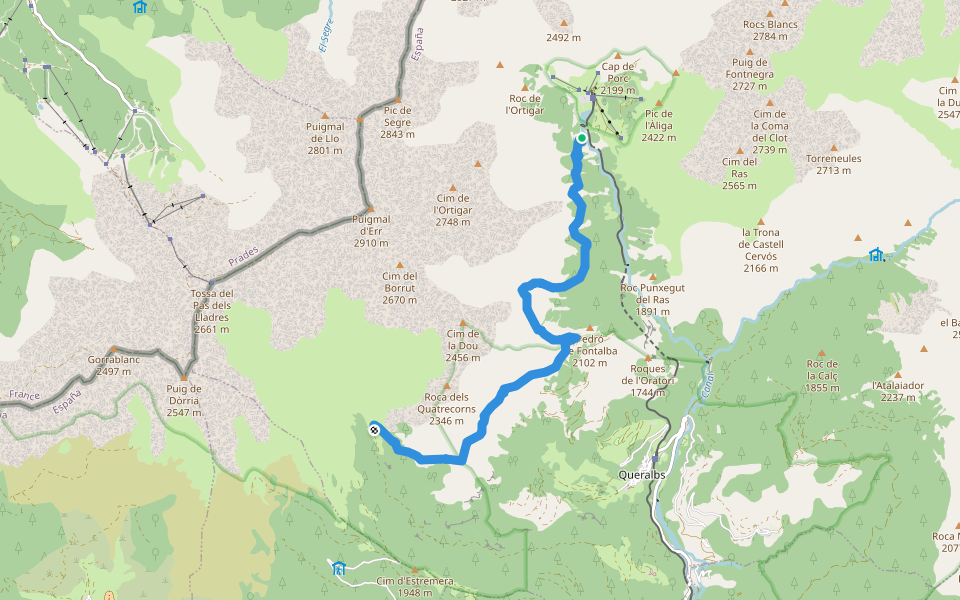GR11-8 - Núria - Font-de-l'Home-Mort walking route map in Ribes de Freser
