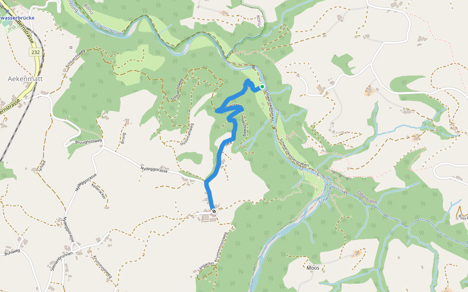 Schwarzwassergraben - Nidegg walking route map in Schwarzenburg