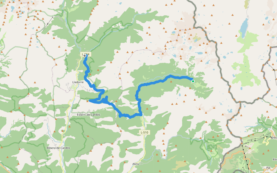 GR11 E16 - Refuge Vall-Ferrera - Tavascan walking route map in Alins