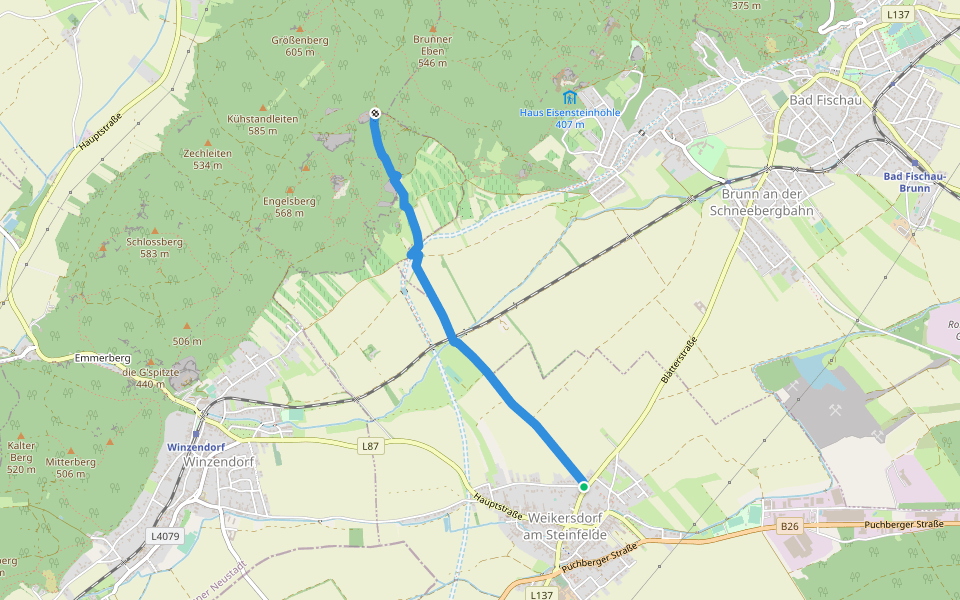 Weikersdorf - Engelsberg walking route map in Weikersdorf am Steinfelde