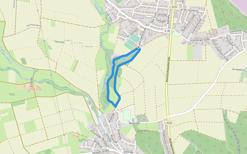 Fuldatal-Rothwesten, Rundweg 1 walking route map in Fuldatal