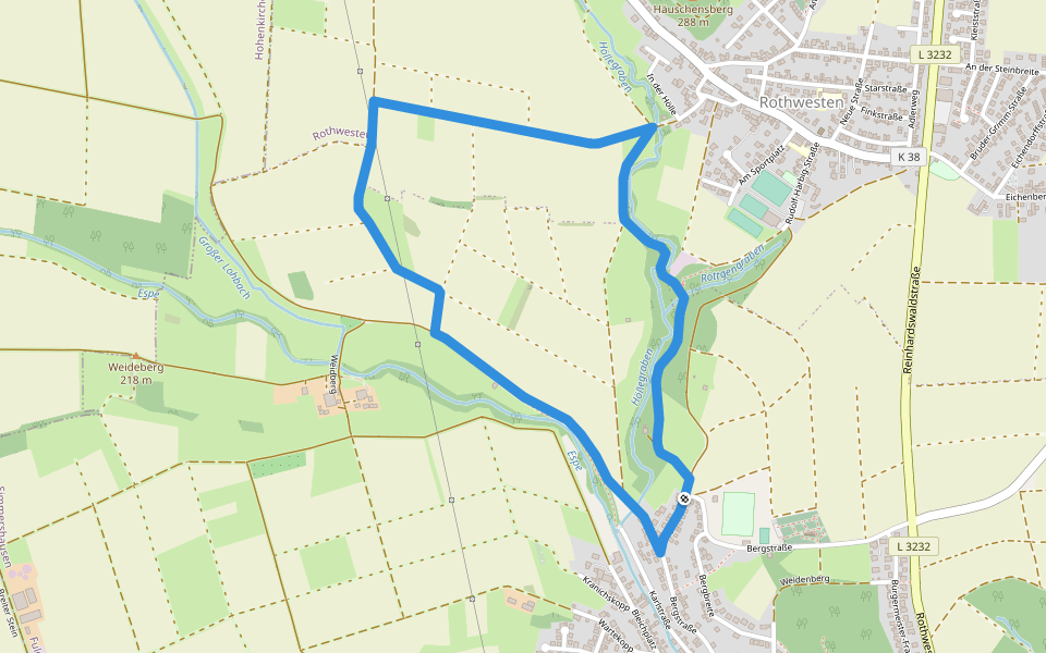 Fuldatal-Simmershausen, Rundweg 2 walking route map in Fuldatal