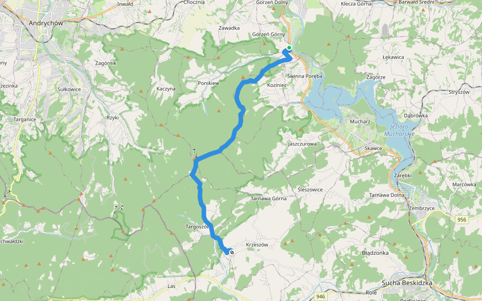Czartak - Krzeszów walking route map in Gorzeń Górny