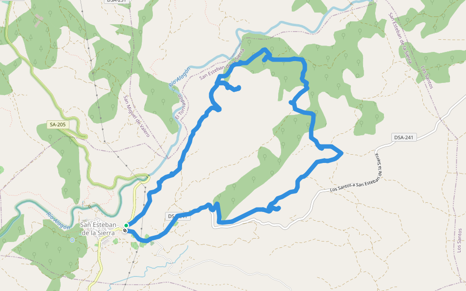 Ruta de los lagares rupestres walking route map in San Esteban de la Sierra