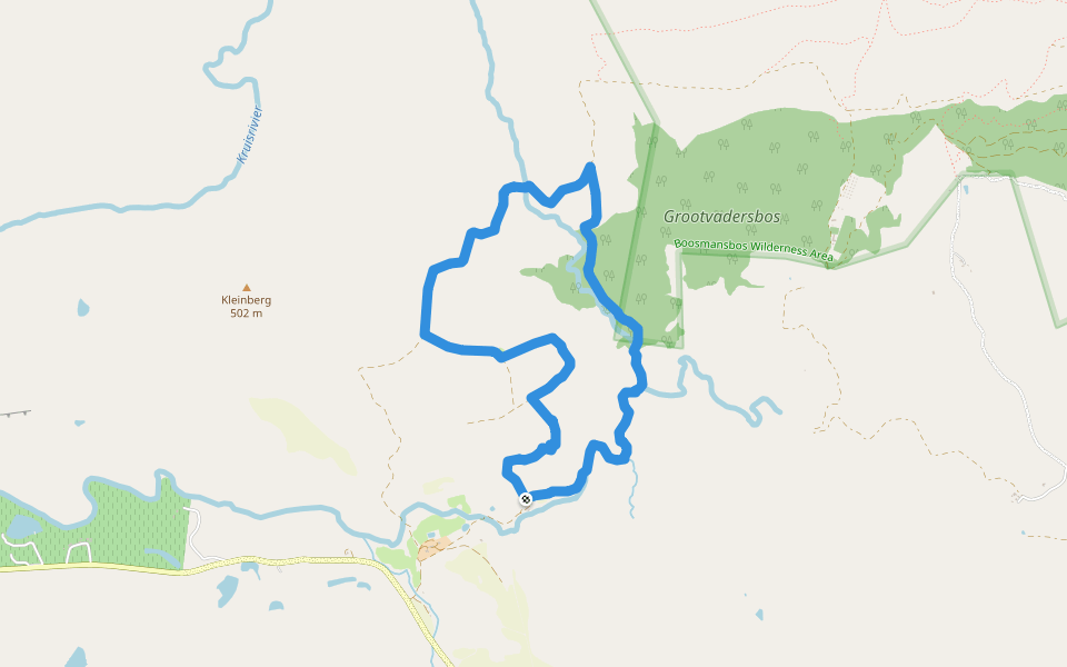 Fynbos Trail walking route map in Barrydale