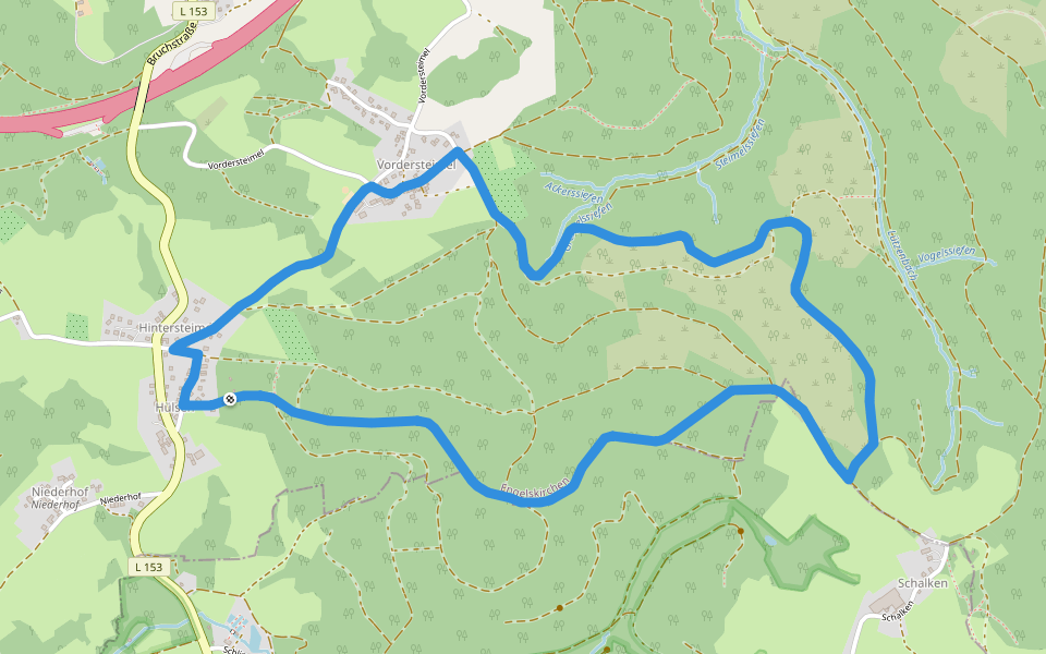 Hülsen Rundweg A8 walking route map in Engelskirchen