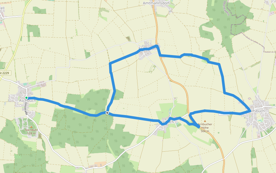 Über die Dörfer Wanderweg Nr. 7 walking route map in Beilngries