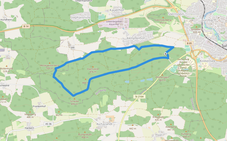 Naherholungsgebiet Obere Wagensass 5 walking route map in Sulzbach-Rosenberg