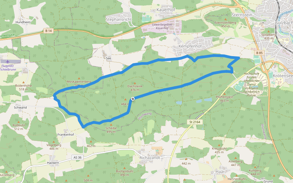 Naherholungsgebiet Obere Wagensass 6 walking route map in Sulzbach-Rosenberg