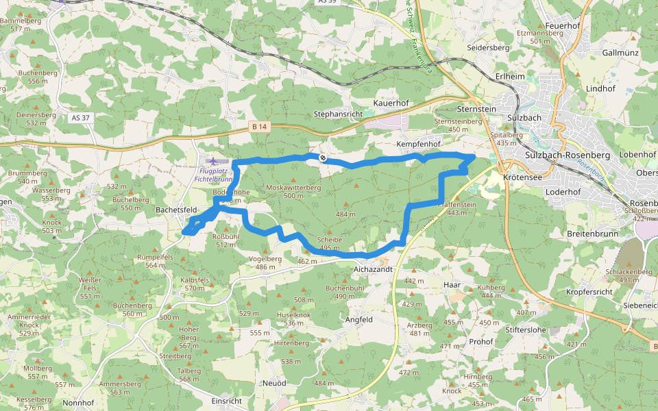 Naherholungsgebiet Obere Wagensass 7 walking route map in Sulzbach-Rosenberg