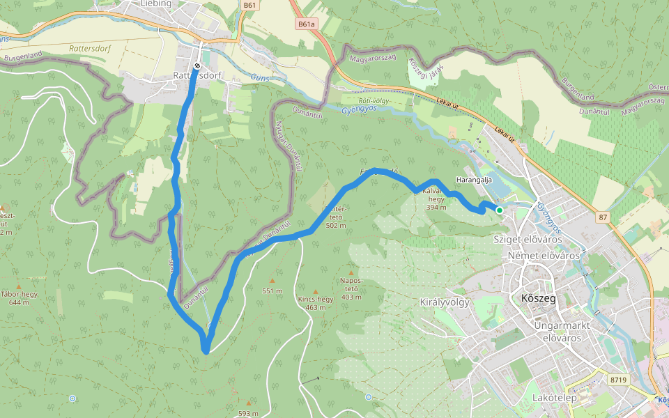 SM, Mária-út, M01/06b (Rattersdorf – Hétvezér-forrás – Kőszeg) walking route map in Kőszeg