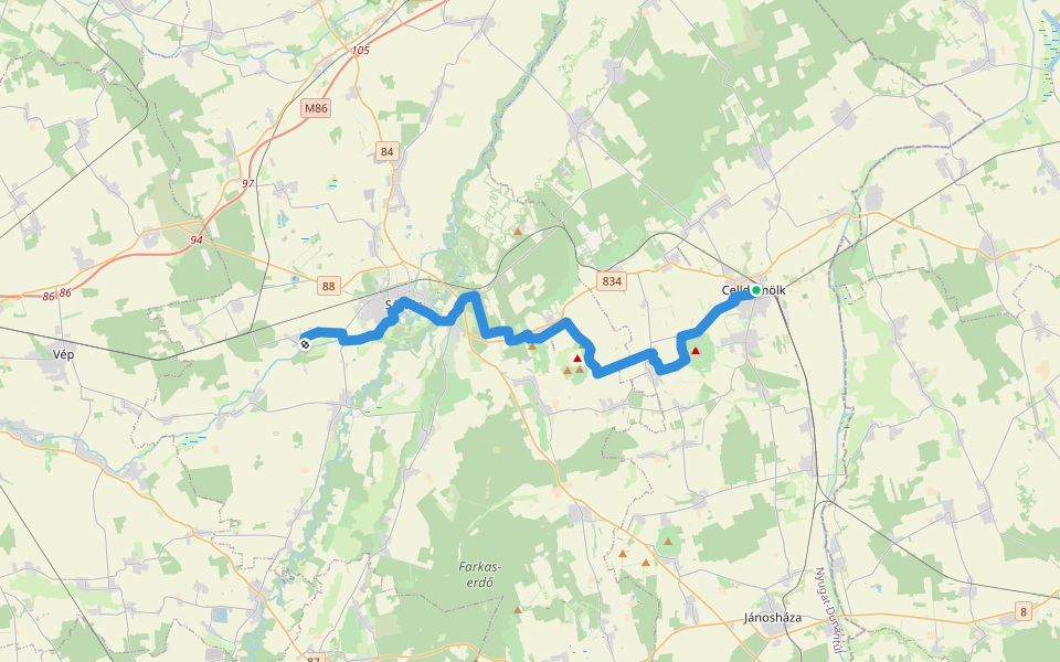 LM, Mária-út, M01-09 (Csénye – Celldömölk) walking route map in Celldömölk