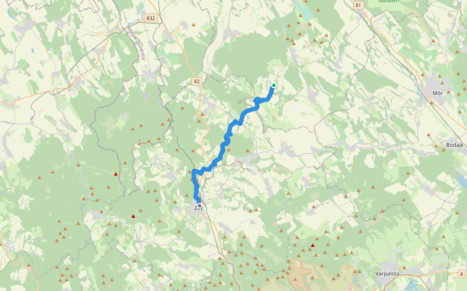 LM, Mária-út, M01-14 (Zirc – Ördög-árok – Csatka) walking route map in Csatka