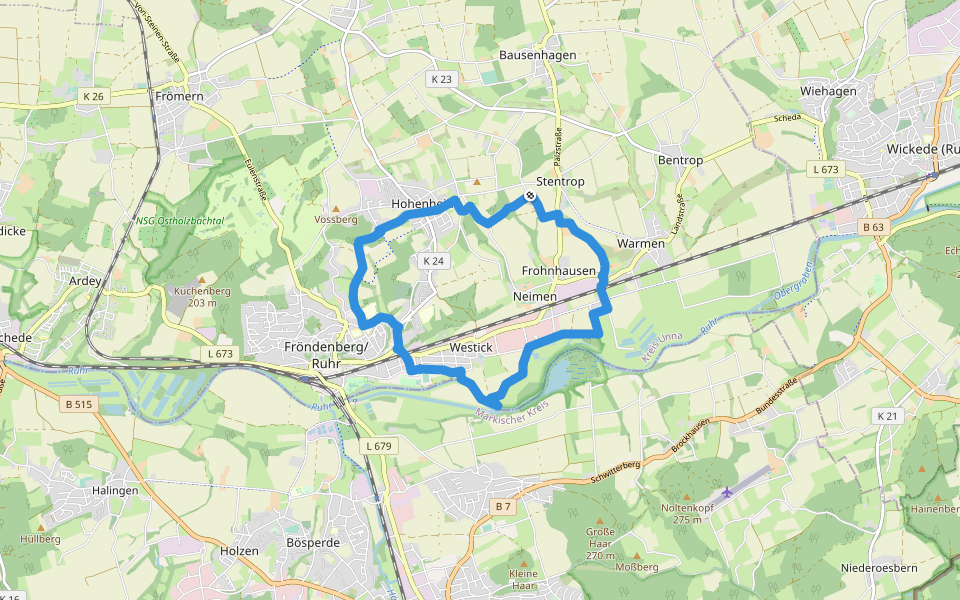 Fröndenberg Rundwanderweg A5 walking route map in Fröndenberg/Ruhr