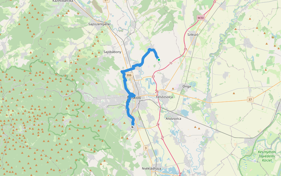 LM, Mária-út, M01-30 (Miskolc, Görömböly – Sajópálfala) walking route map in Sajópálfala