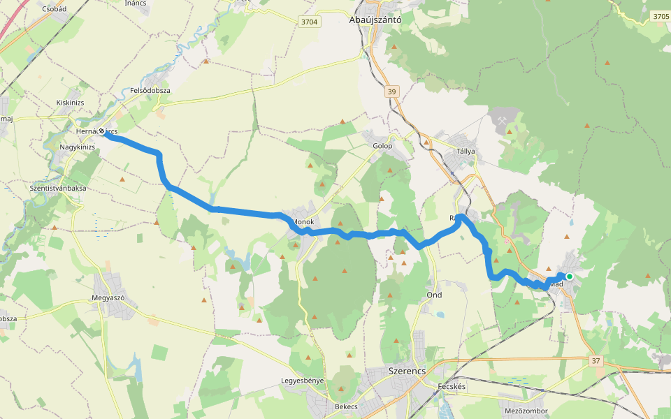 LM, Mária-út, M01-32 (Hernádkércs – Mád) walking route map in Mád