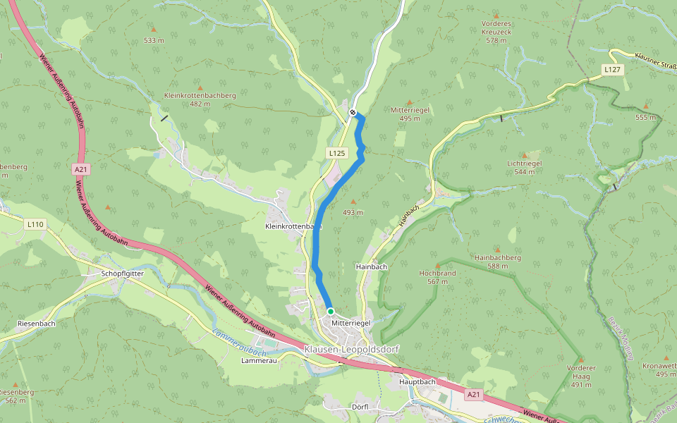 Klausen-Leopoldsdorf - Agsbachleitenstraße walking route map in Klausen-Leopoldsdorf