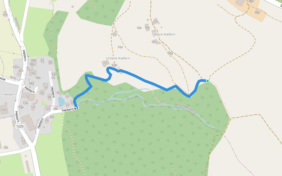 Chieffere - Heitern walking route map in Belp
