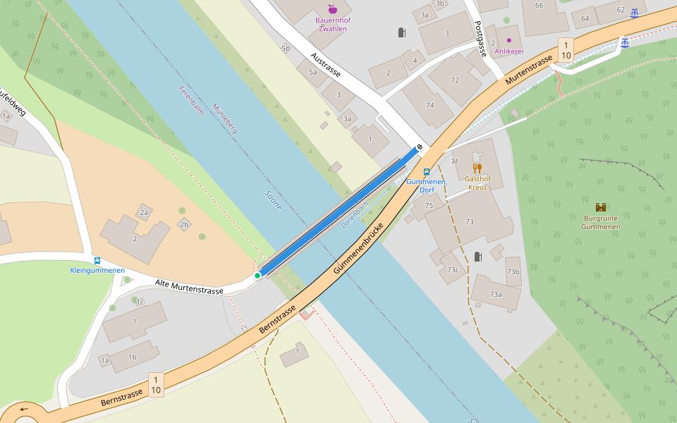Gümmenen walking route map in Ferenbalm