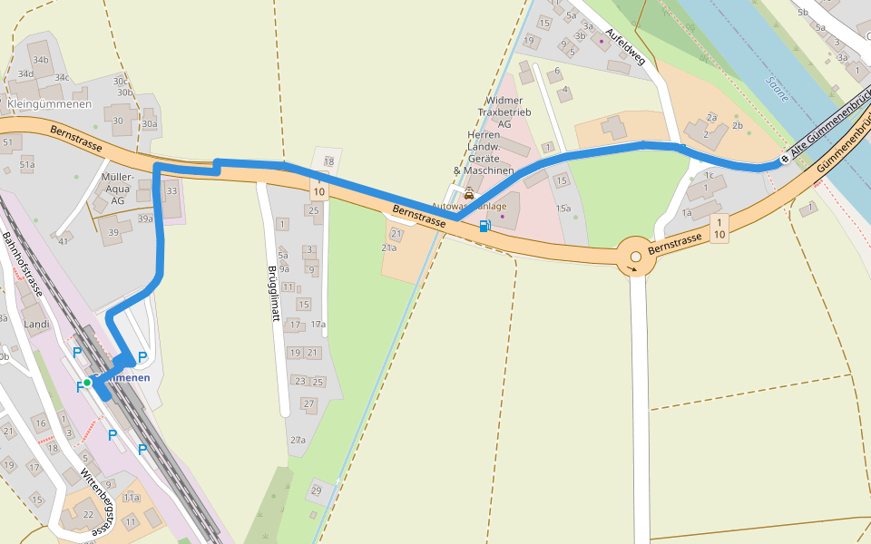 Gümmenen/Station - Gümmenen walking route map in Ferenbalm