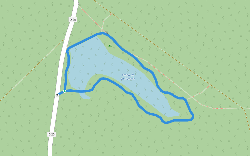 Sentier de découverte de l'Étang de la Picarde walking route map in Le Clerjus