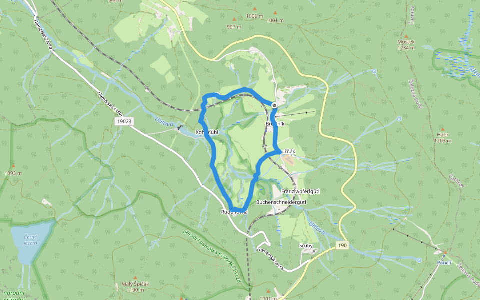 NS Brčálník walking route map in Železná Ruda
