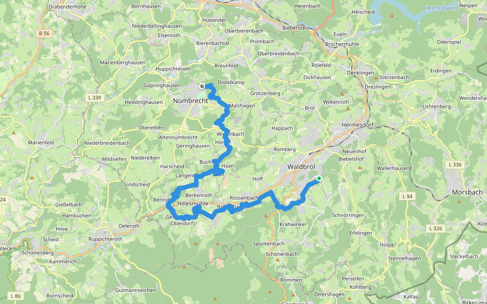 Bergischer Panoramasteig (Etappe 11) walking route map in Waldbröl