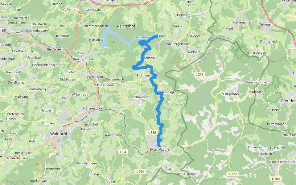 Bergischer Panoramasteig (Etappe 09) walking route map in Reichshof