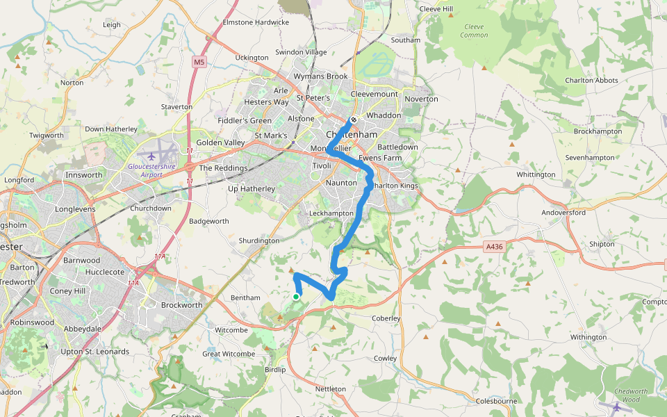 Gustav Holst Way (Crickley Hill to Holst Birthplace Museum) walking route map in Shurdington