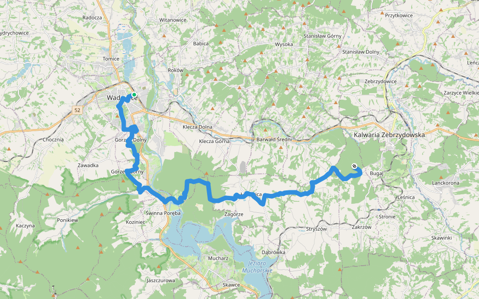 Wadowice - Żar walking route map in Wadowice